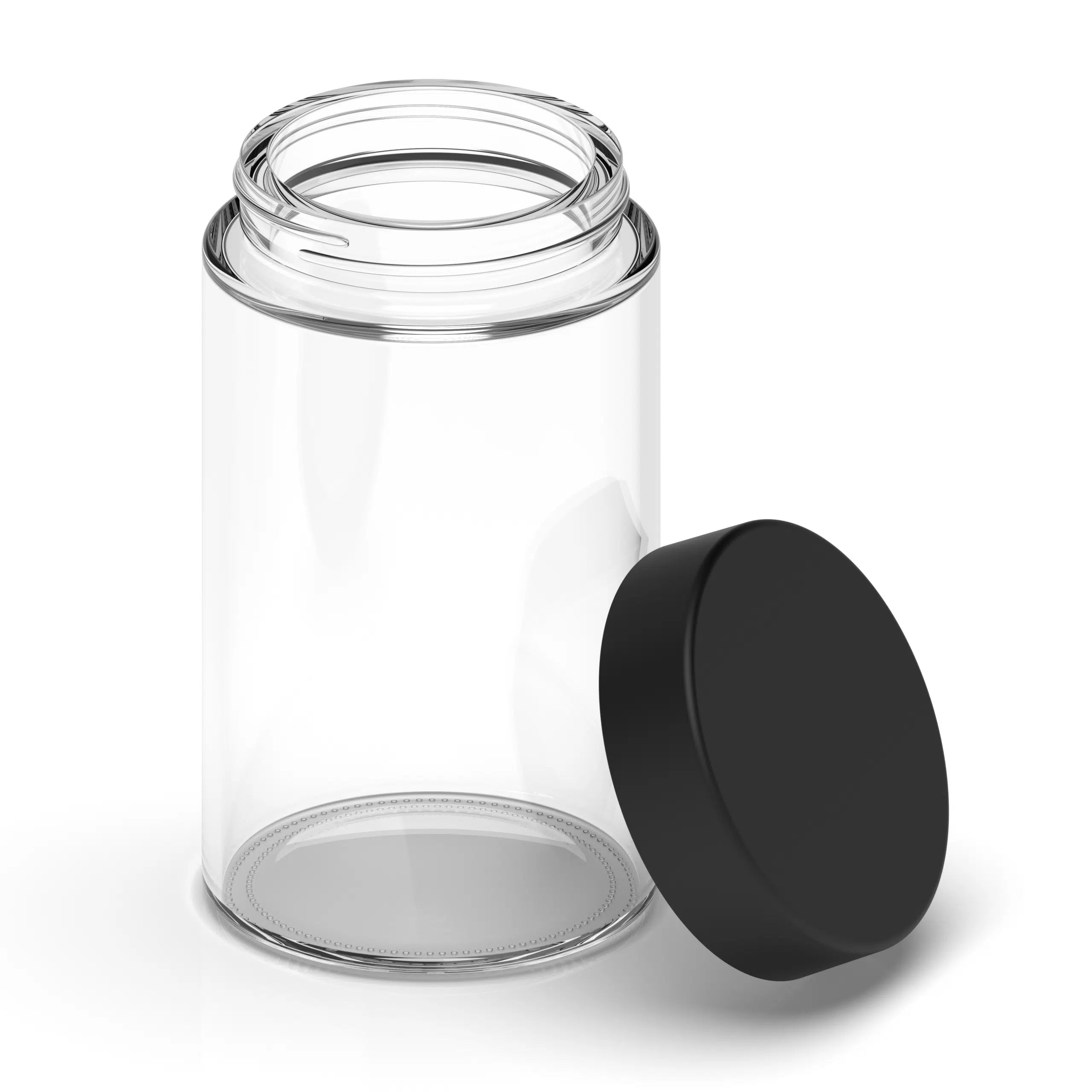 (36 Pack) 10oz Clear Glass Jar with Black Child-Resistant Lid