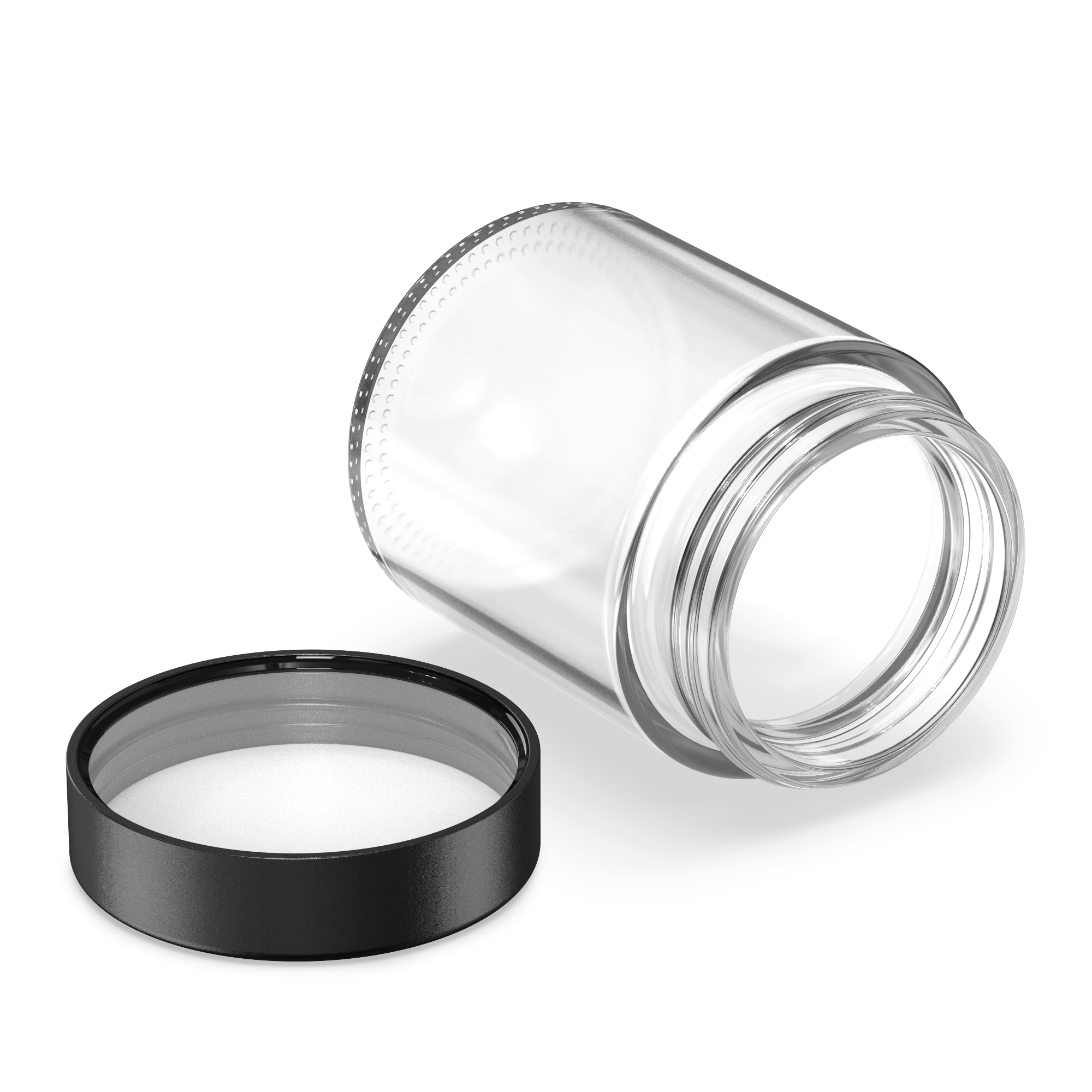 (48 Pack) 18oz Clear Glass Jar with Black Child-Resistant Lid