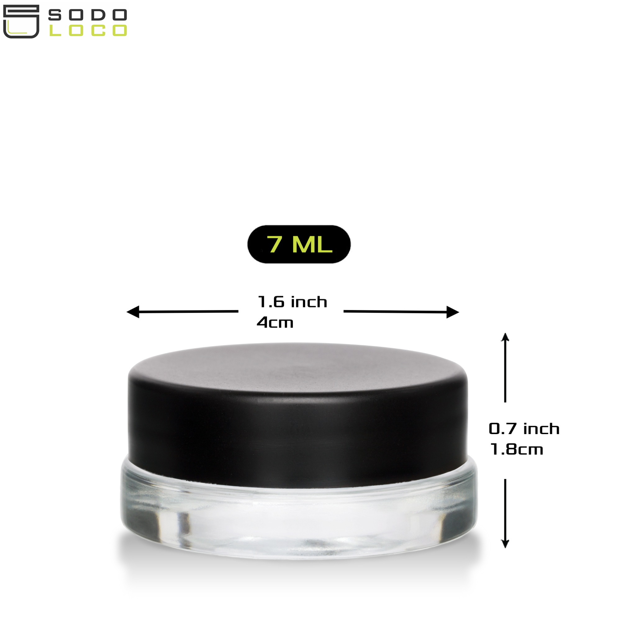 (90 Pack) 7ml Low Profile Clear Glass Jars with Black Lids