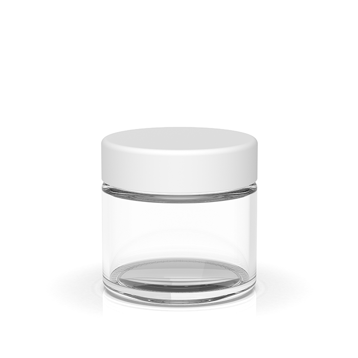(200 Pack) 2oz Clear Glass Jar with White Child-Resistant Lid