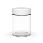 (100 Pack) 4oz Clear Glass Jar with White Child-Resistant Lid
