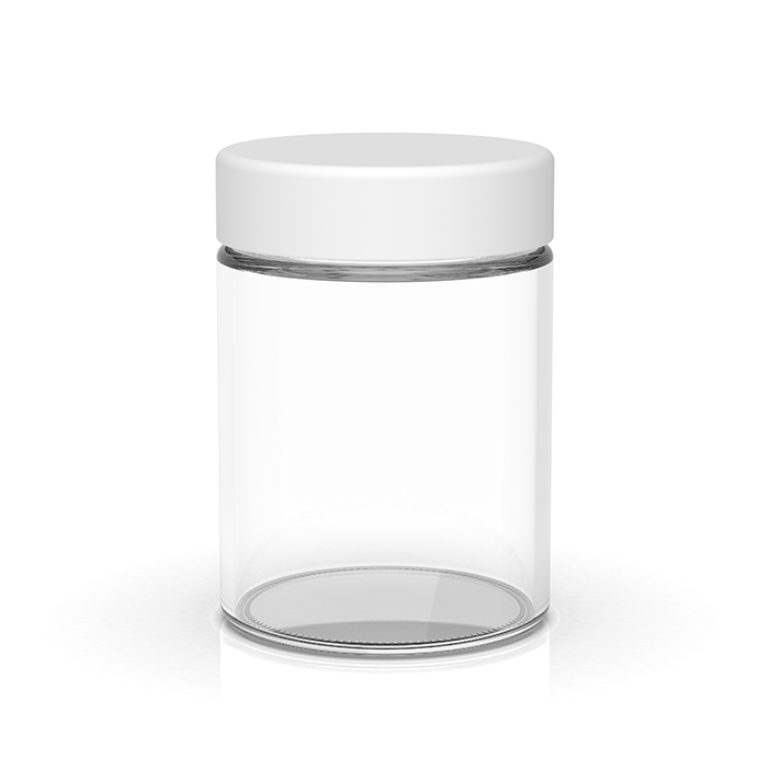 (100 Pack) 4oz Clear Glass Jar with White Child-Resistant Lid