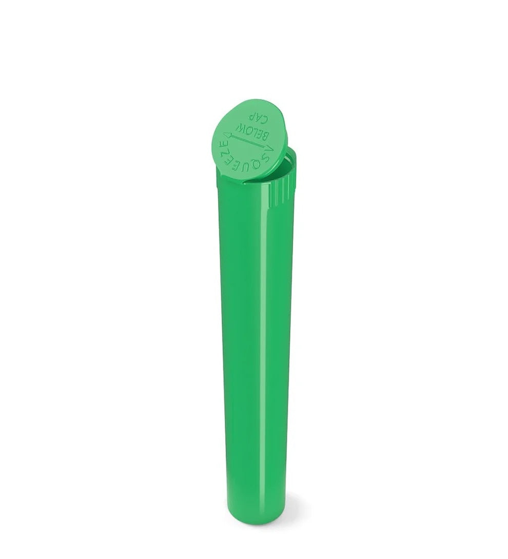 (1,000 Pack) 116mm Solid Green King Size Child Resistant Pop Top Tube