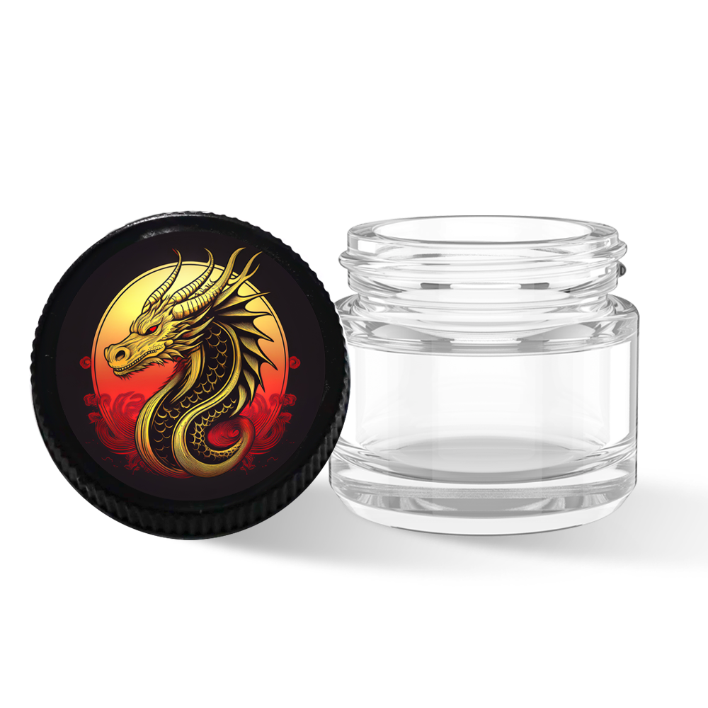 Custom Label for 5ml Clear Glass Screw-Top Container with Black Lid