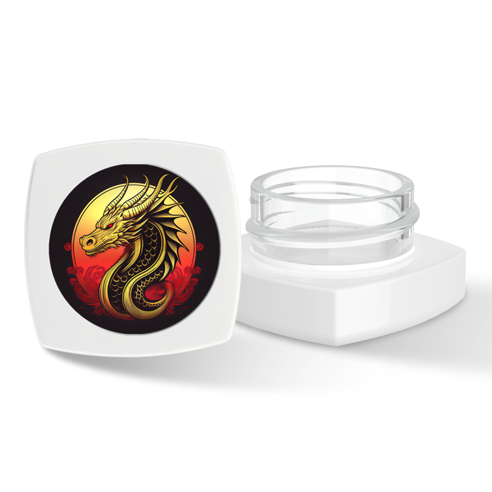 Custom Label for 5ml White Square Glass Container with White Child Resistant Lid