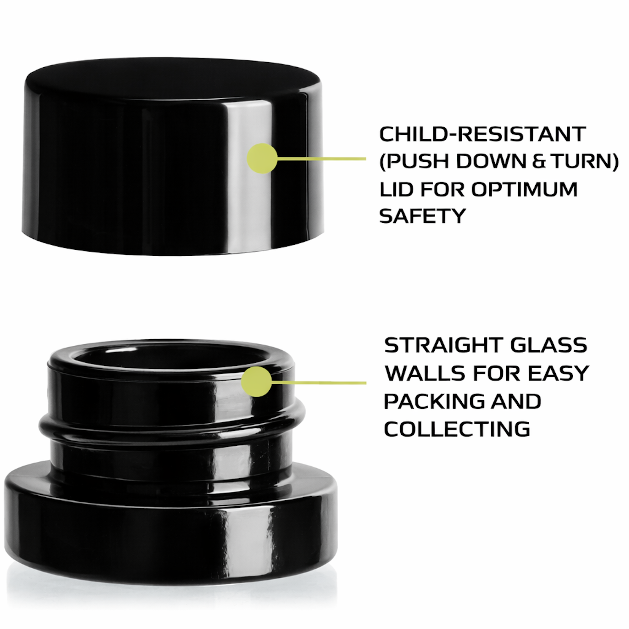 (200 Pack) 5ml Black Glass Jars with Child-Resistant Lids
