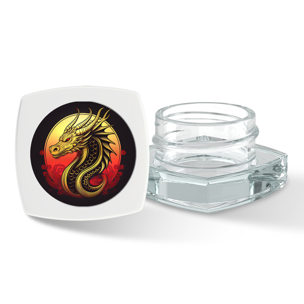 Custom Label for 5ml Clear Square Glass Container with White Child Resistant Lid