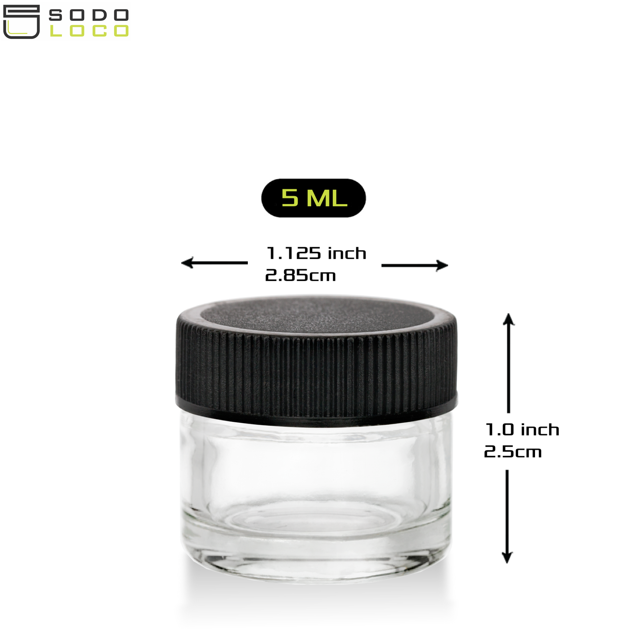 (200 Pack) 5ml Clear Glass Jars with Black Lids