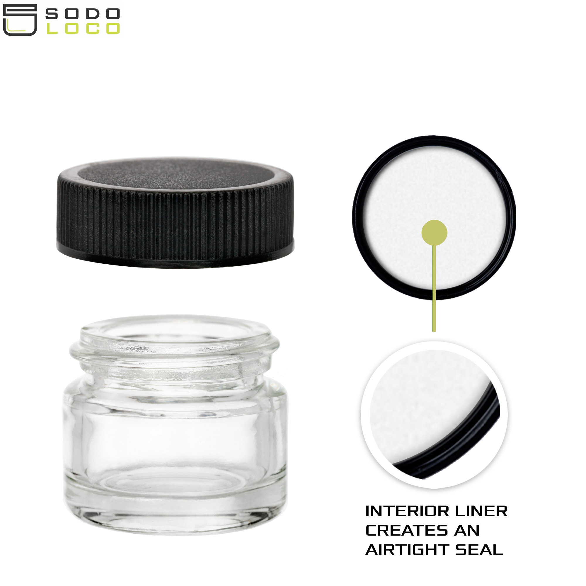 (200 Pack) 5ml Clear Glass Jars with Black Lids