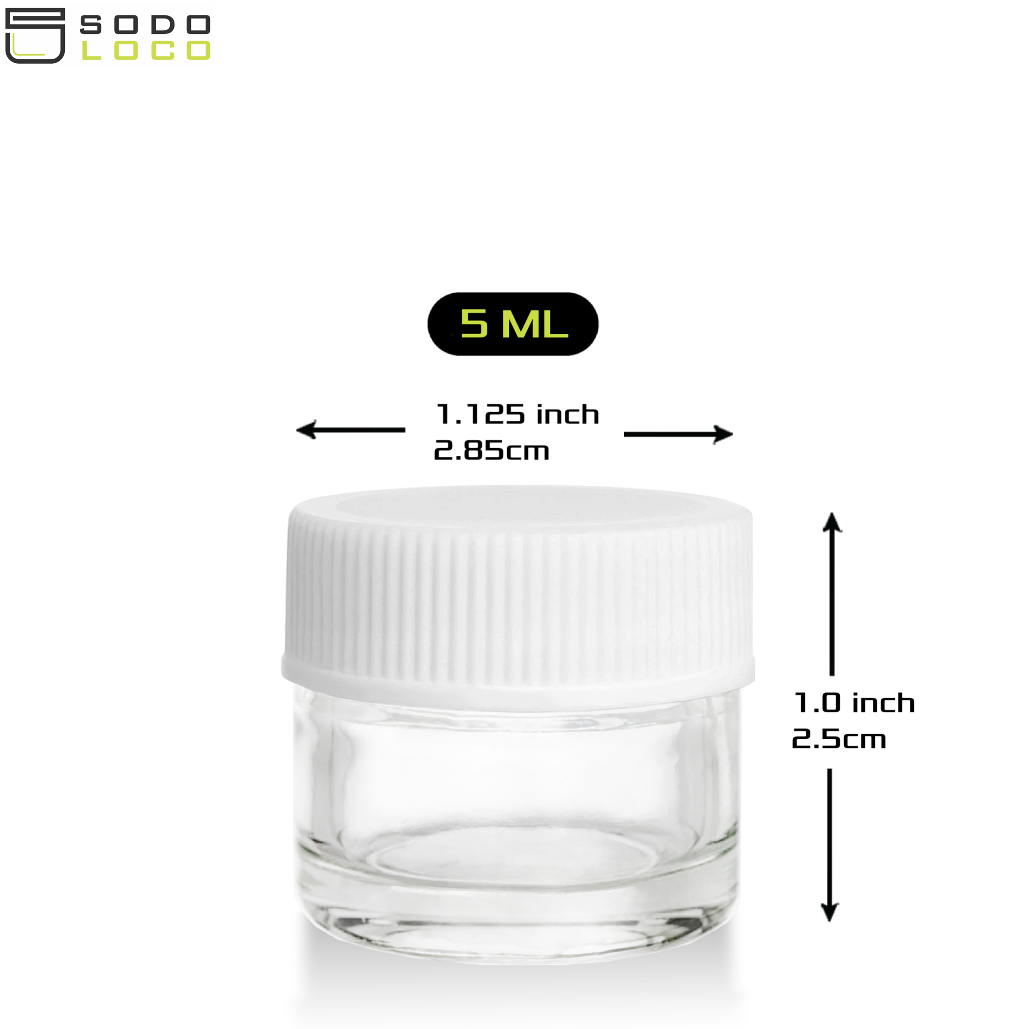 (200 Pack) 5ml Clear Glass Jars with White Lids