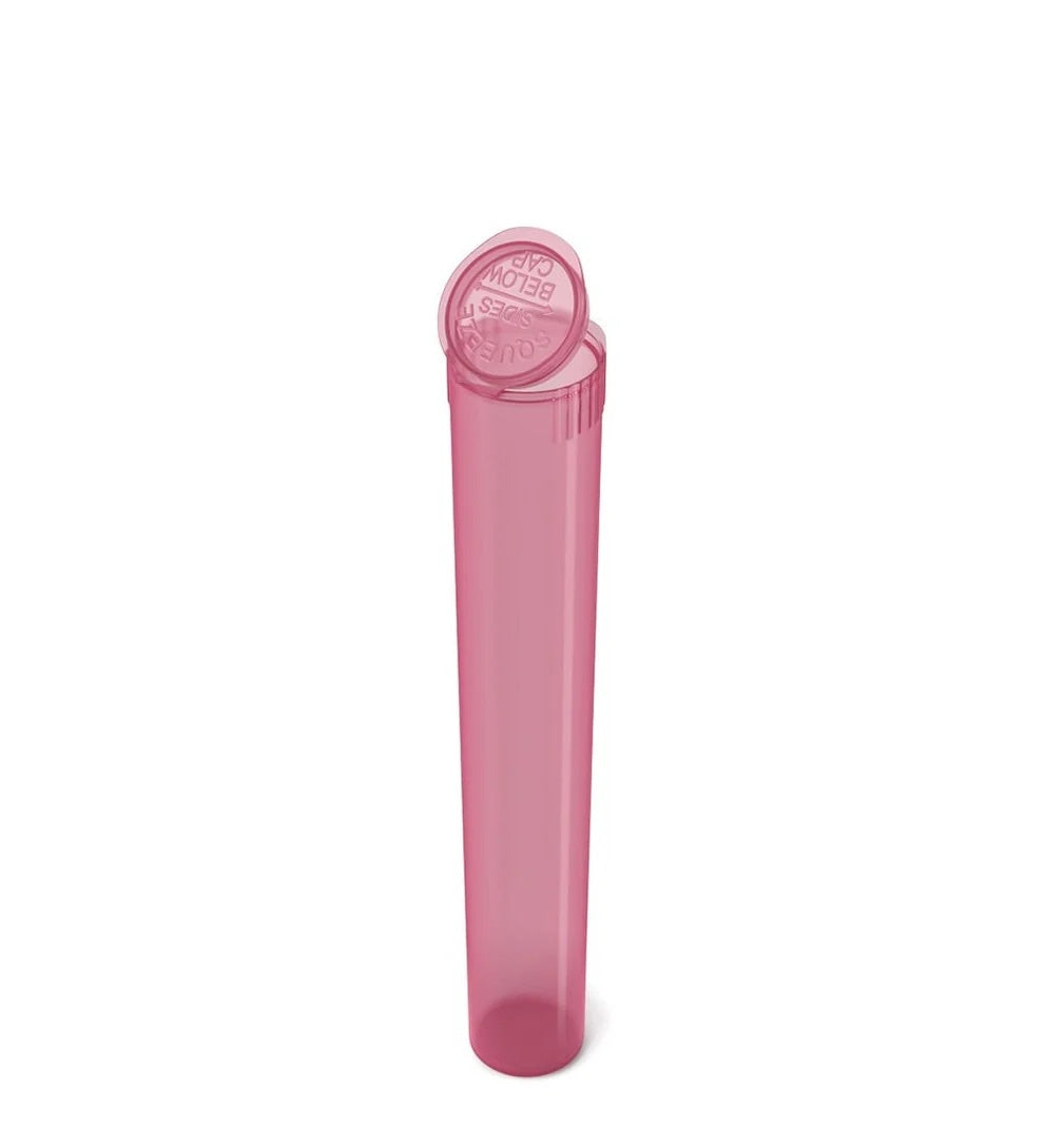 (1,000 Pack) 116mm Translucent Pink King Size Child Resistant Pop Top Tube