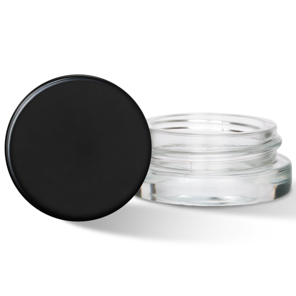Custom Label for 7ml Clear Glass Container with Black Lid