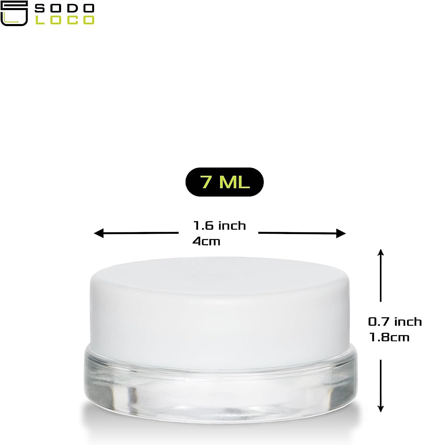 (450 Pack) 7ml Low Profile Clear Glass Jars with White Lids