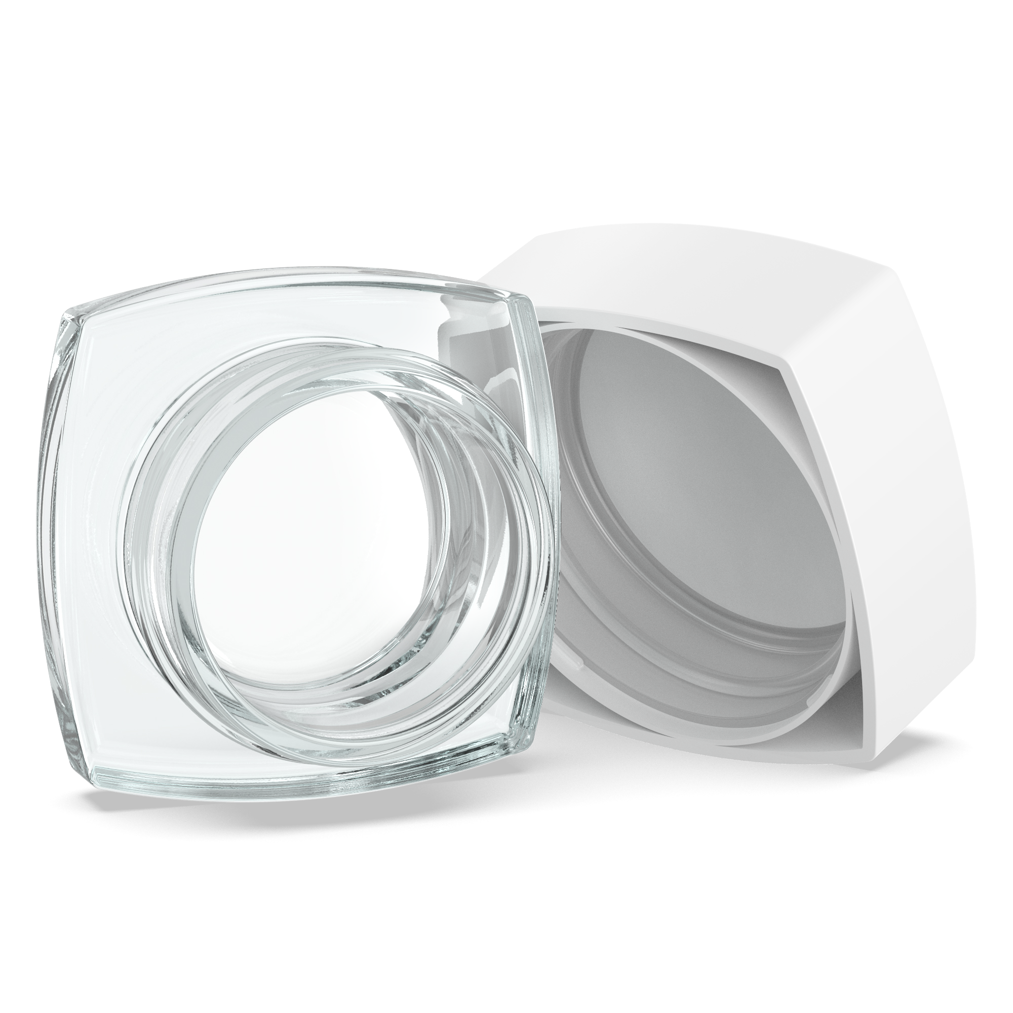 (240 Pack) 9ml Clear Glass Square Pillow Jars with White Child-Resistant Lids