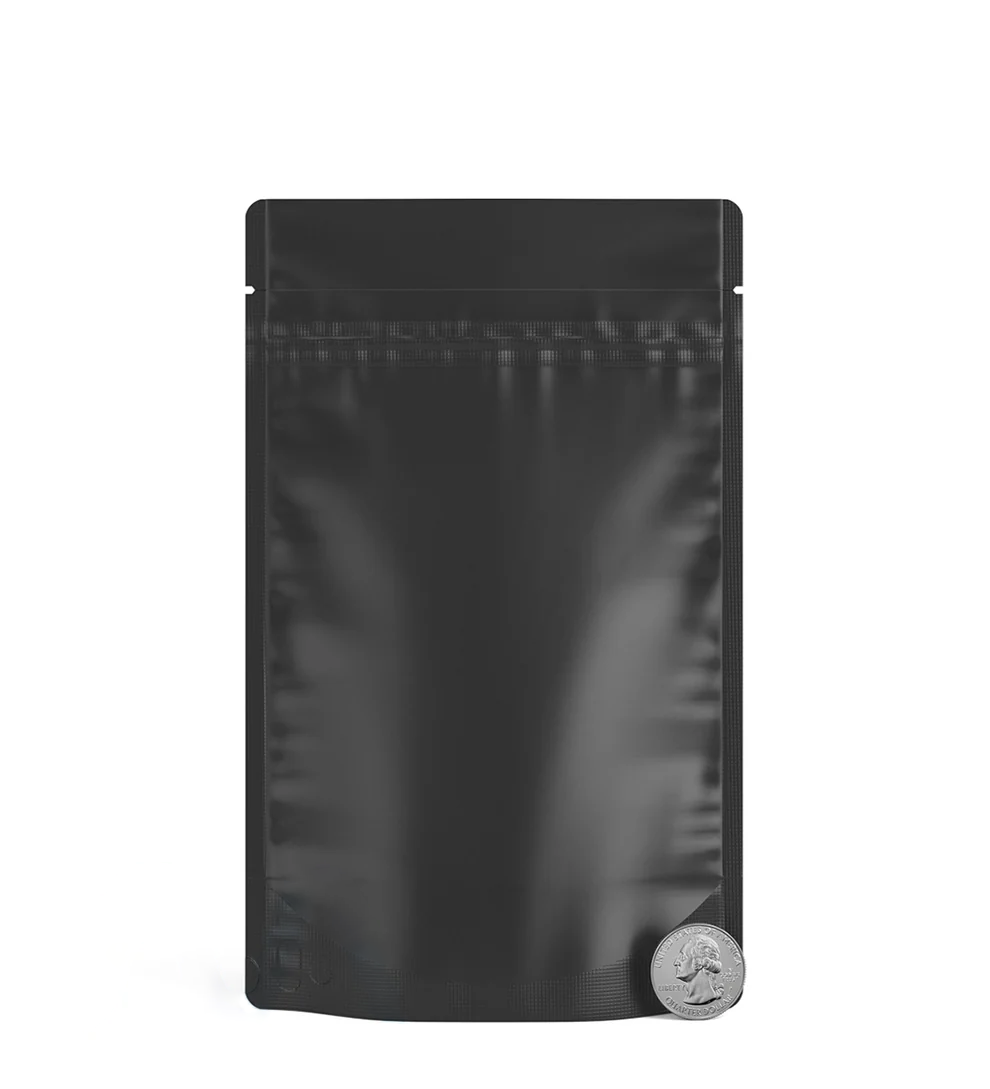 (1,000 Pack) 14g Matte Black Mylar Bags with Clear Front – Tear Notch, 5" x 8.1"
