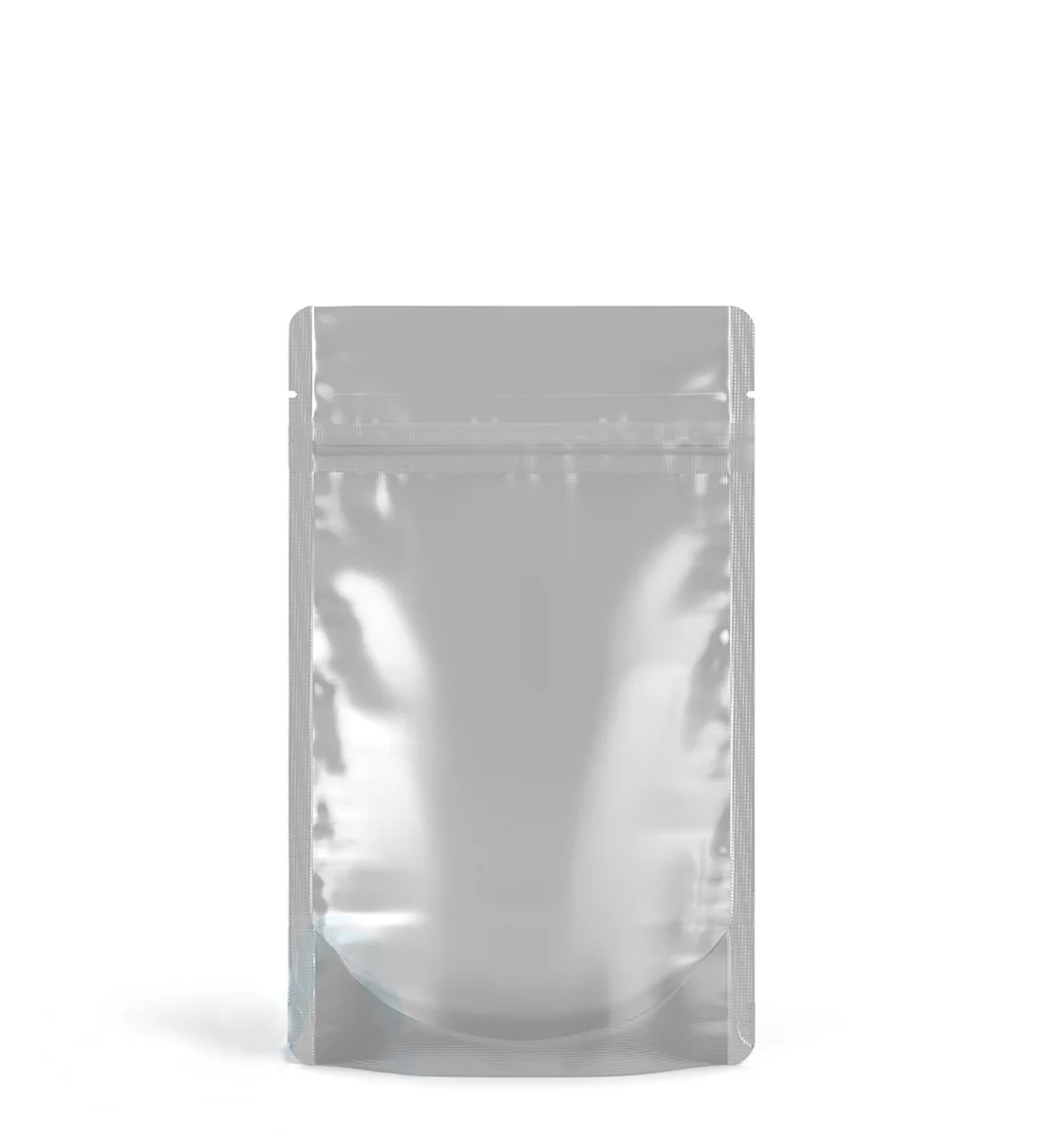 (1,000 Pack) 14g Matte Silver Mylar Bags with Clear Front – Tear Notch, 5" x 8.1"