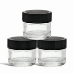 (200 Pack) 5ml Clear Glass Jars with Black Lids