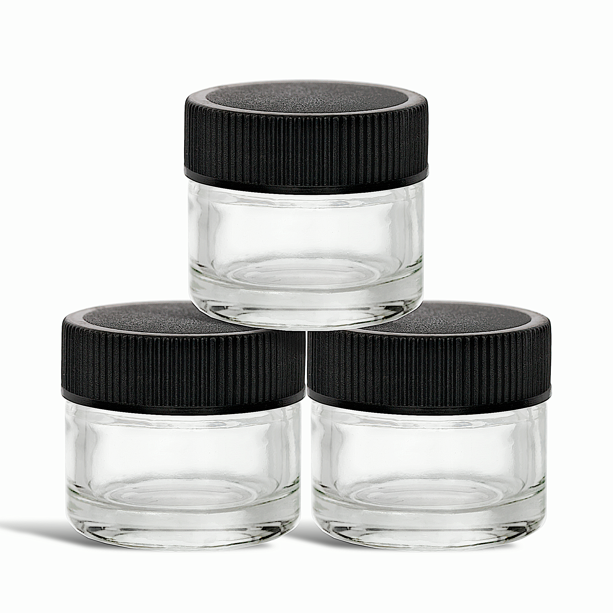 (200 Pack) 5ml Clear Glass Jars with Black Lids