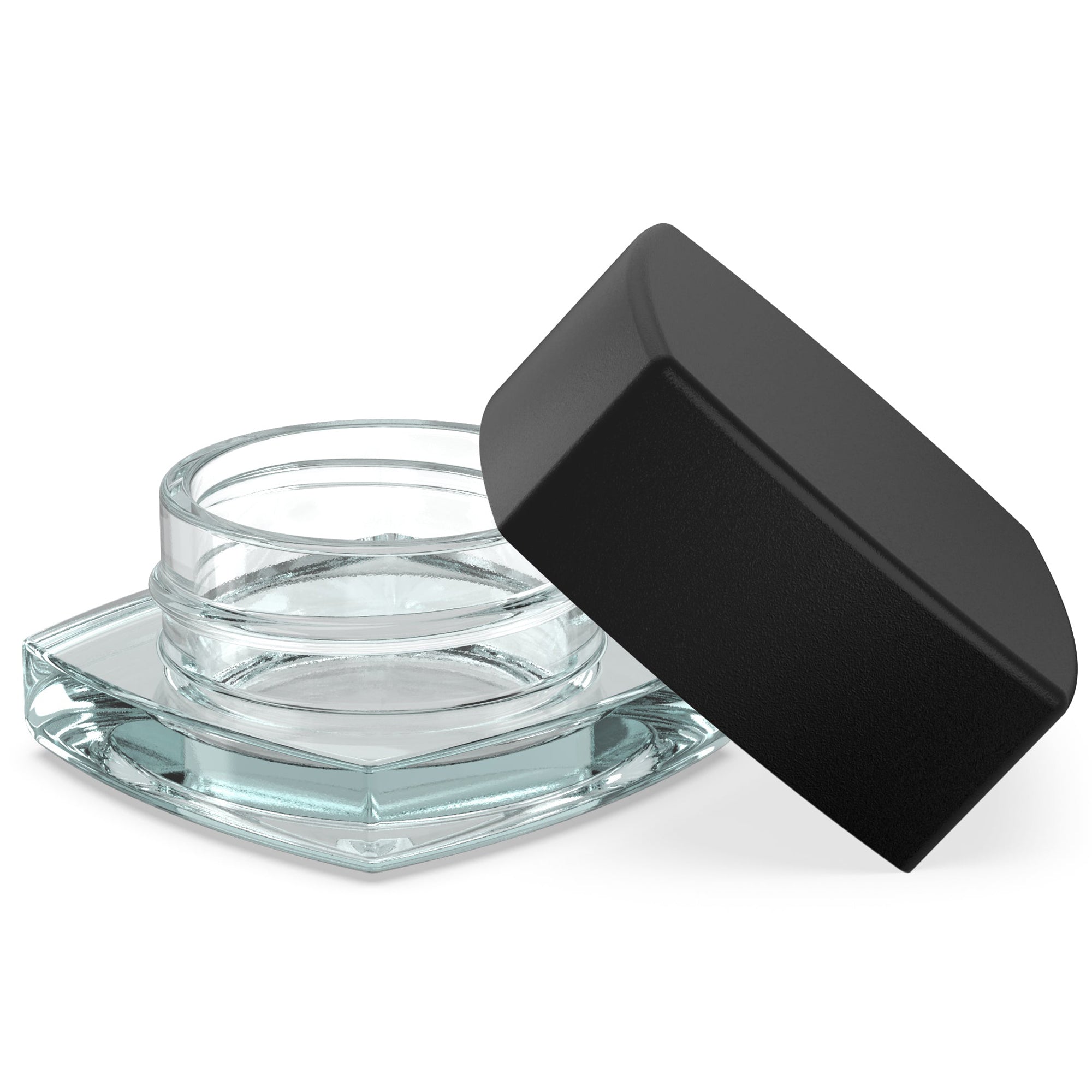 (240 Pack) 9ml Clear Glass Square Pillow Jars with Black Child-Resistant Lids
