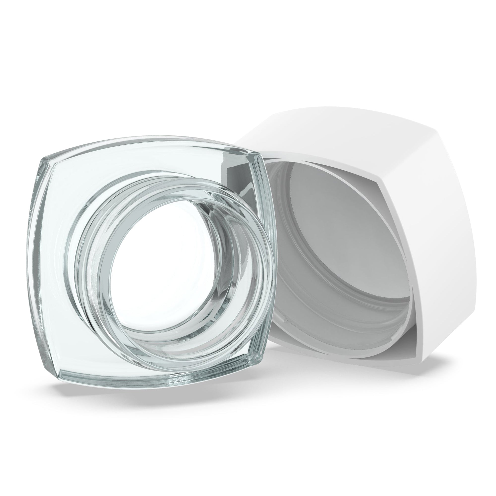 (250 Pack) 5ml Clear Glass Square Pillow Jars with White Child-Resistant Lids