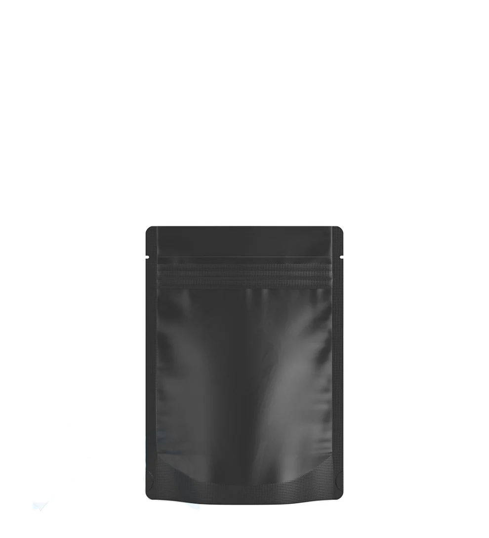 (1,000 Pack) 3.5g Matte Black Mylar Bags with Clear Front – Tear Notch, 3.62" x 5"