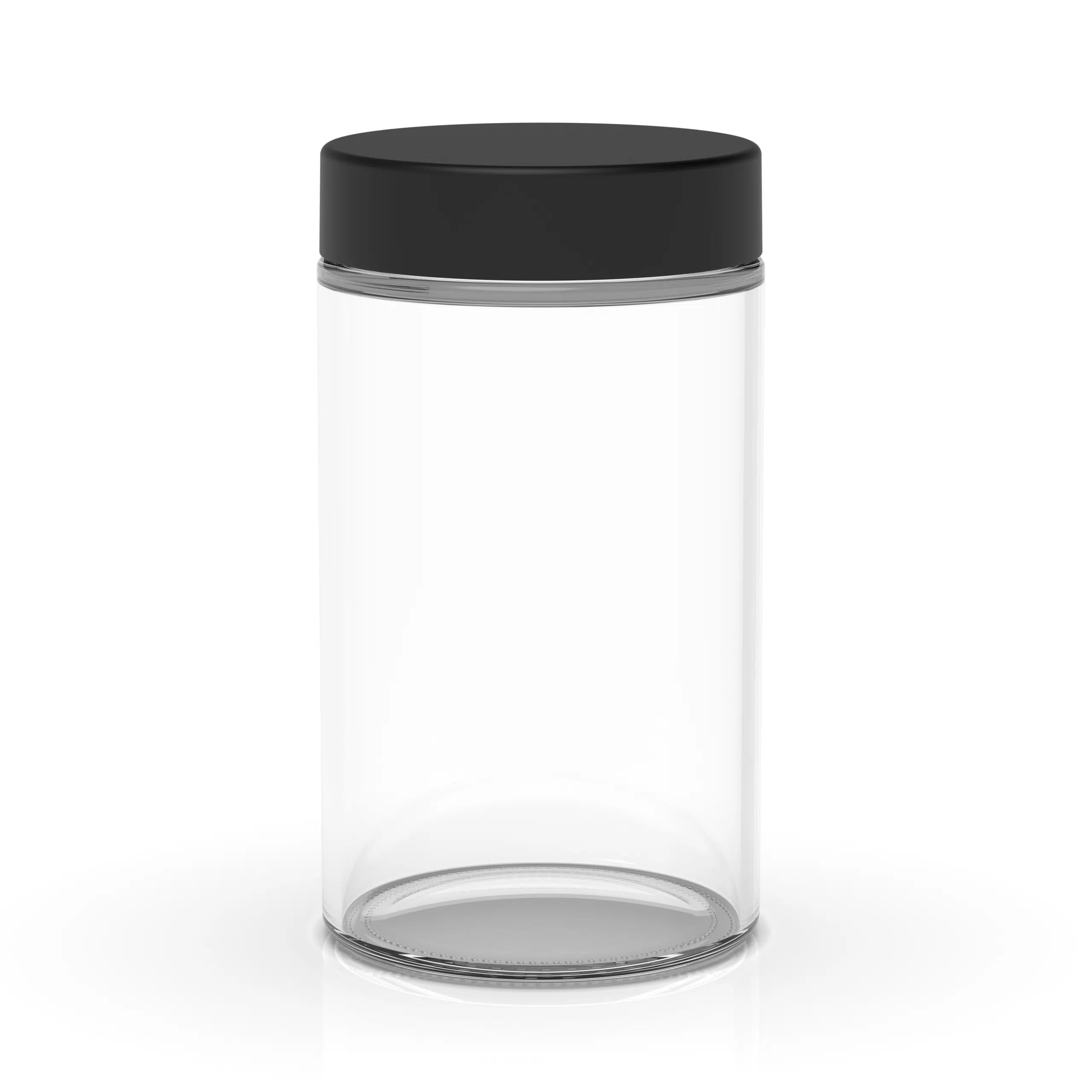 (36 Pack) 10oz Clear Glass Jar with Black Child-Resistant Lid