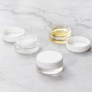 (90 Pack) 7ml Low Profile Clear Glass Concentrate Container with White Lid