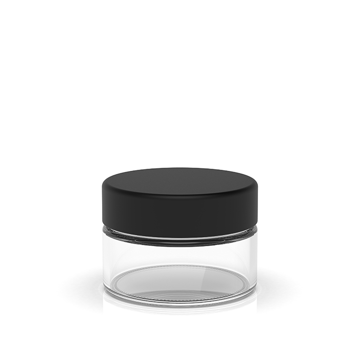 (200 Pack) 1oz Clear Glass Jar with Black Child-Resistant Lid