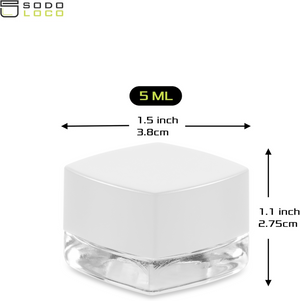 (250 Pack) 5ml Clear Glass Square Pillow Concentrate Container with White Child-Resistant Lid