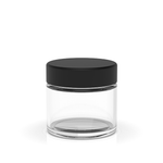 (200 Pack) 2oz Clear Glass Jar with Black Child-Resistant Lid