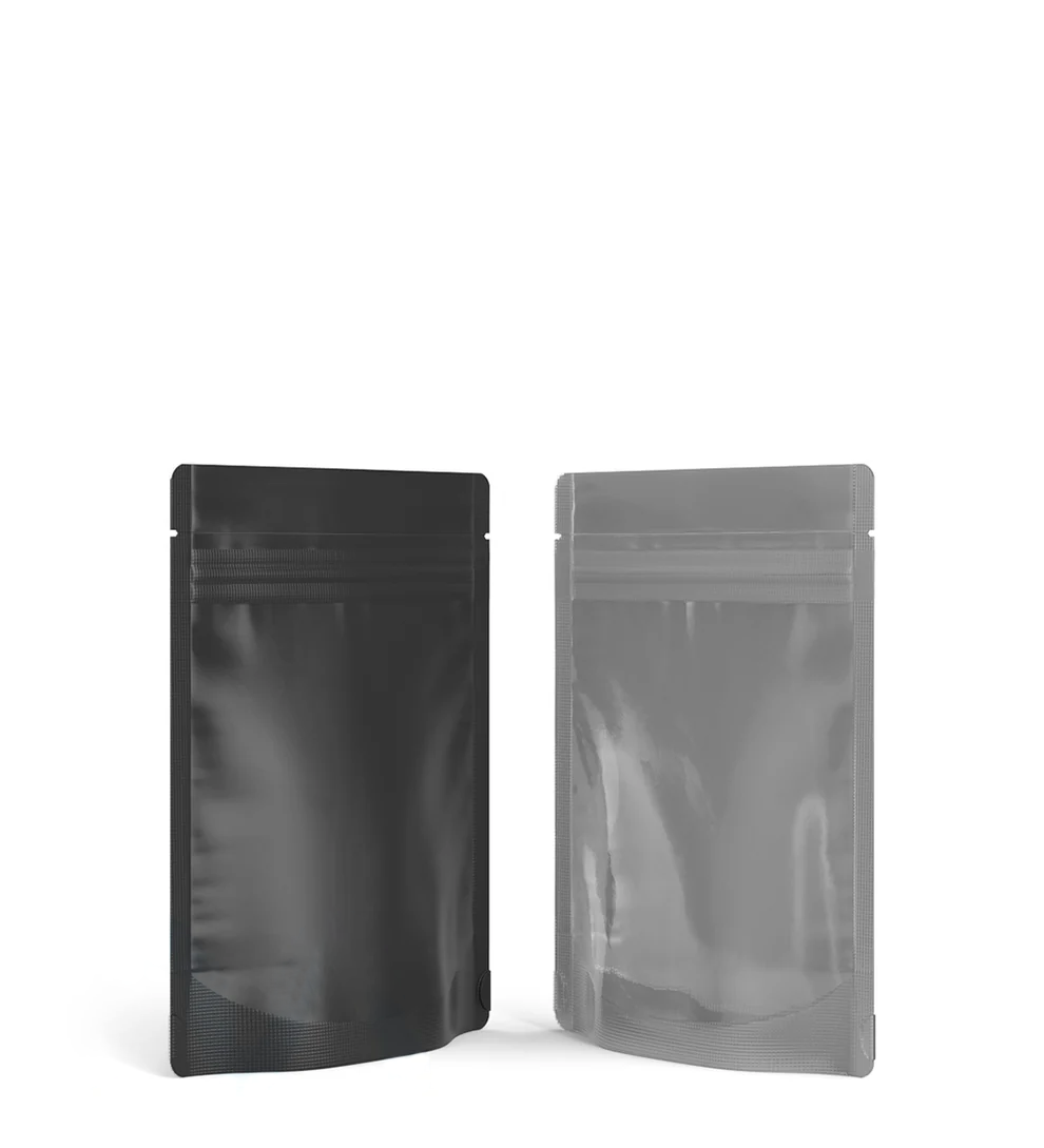 (1,000 Pack) 3.5g Matte Black Mylar Bags with Clear Front – Tear Notch, 3.62" x 5"