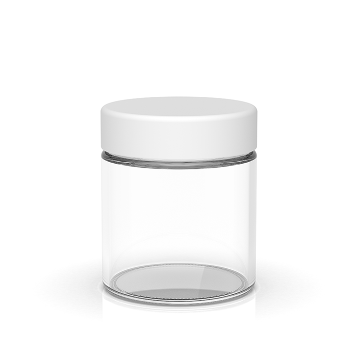 (150 Pack) 3oz Clear Glass Jar with White Child-Resistant Lid