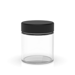 (150 Pack) 3oz Clear Glass Jar with Black Child-Resistant Lid