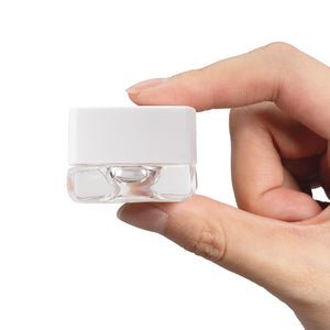 (250 Pack) 5ml Clear Glass Square Pillow Concentrate Container with White Child-Resistant Lid