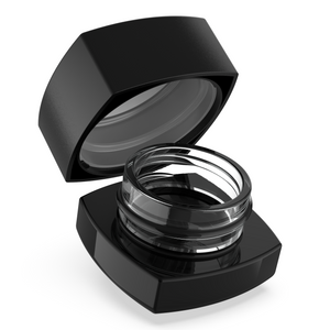 (250 Pack) 5ml Black Glass Square Pillow Concentrate Container with Black Child Resistant Lid