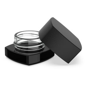 (250 Pack) 5ml Black Glass Square Pillow Concentrate Container with Black Child Resistant Lid