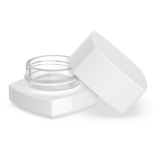(250 Pack) 5ml White Glass Square Pillow Concentrate Container with White Child Resistant Lid