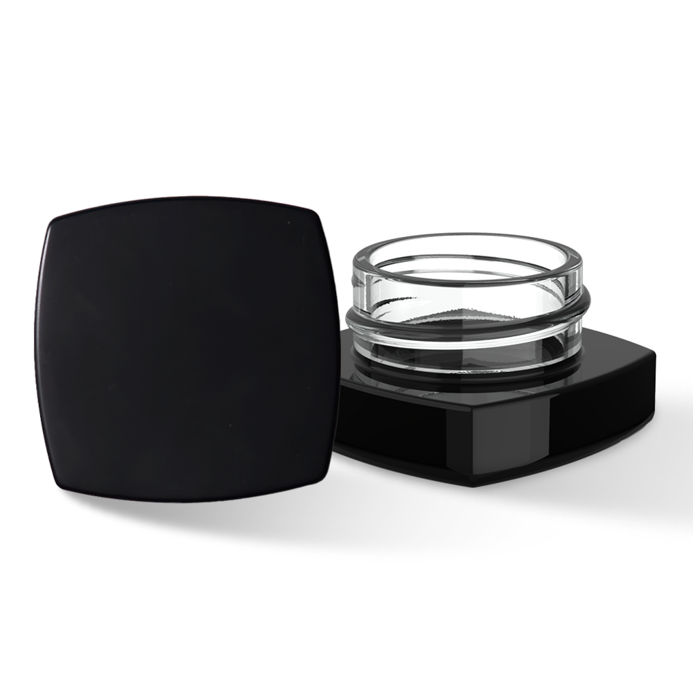 Custom Label for 5ml Black Square Glass Container with Black Child Resistant Lid