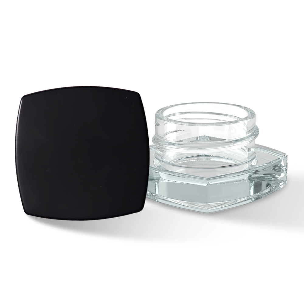 Custom Label for 5ml Clear Square Glass Container with Black Child Resistant Lid