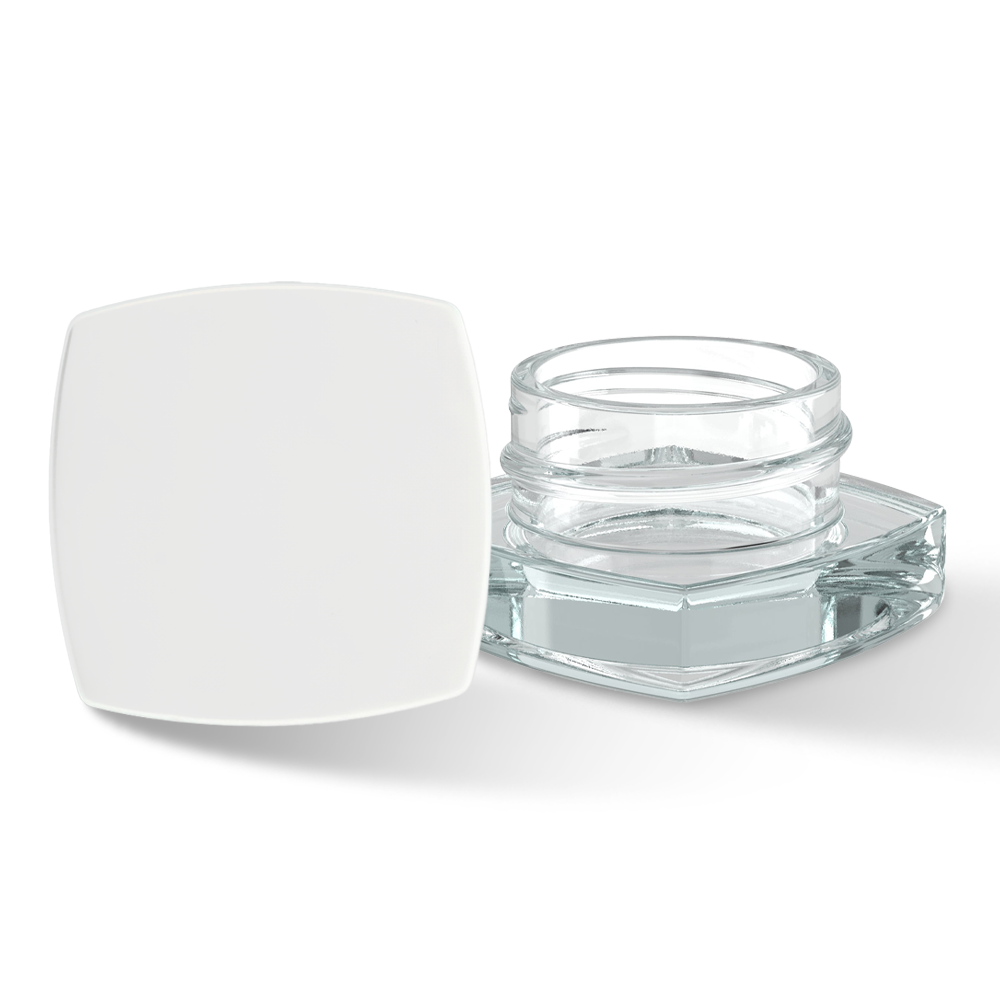 Custom Label for 5ml Clear Square Glass Container with White Child Resistant Lid