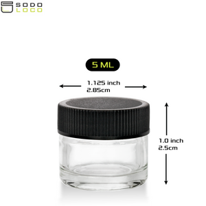 (200 Pack) 5ml Clear Glass Concentrate Container with Black Lid