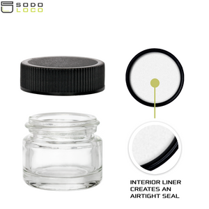 (200 Pack) 5ml Clear Glass Concentrate Container with Black Lid