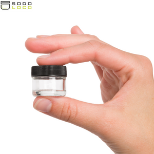 (200 Pack) 5ml Clear Glass Concentrate Container with Black Lid