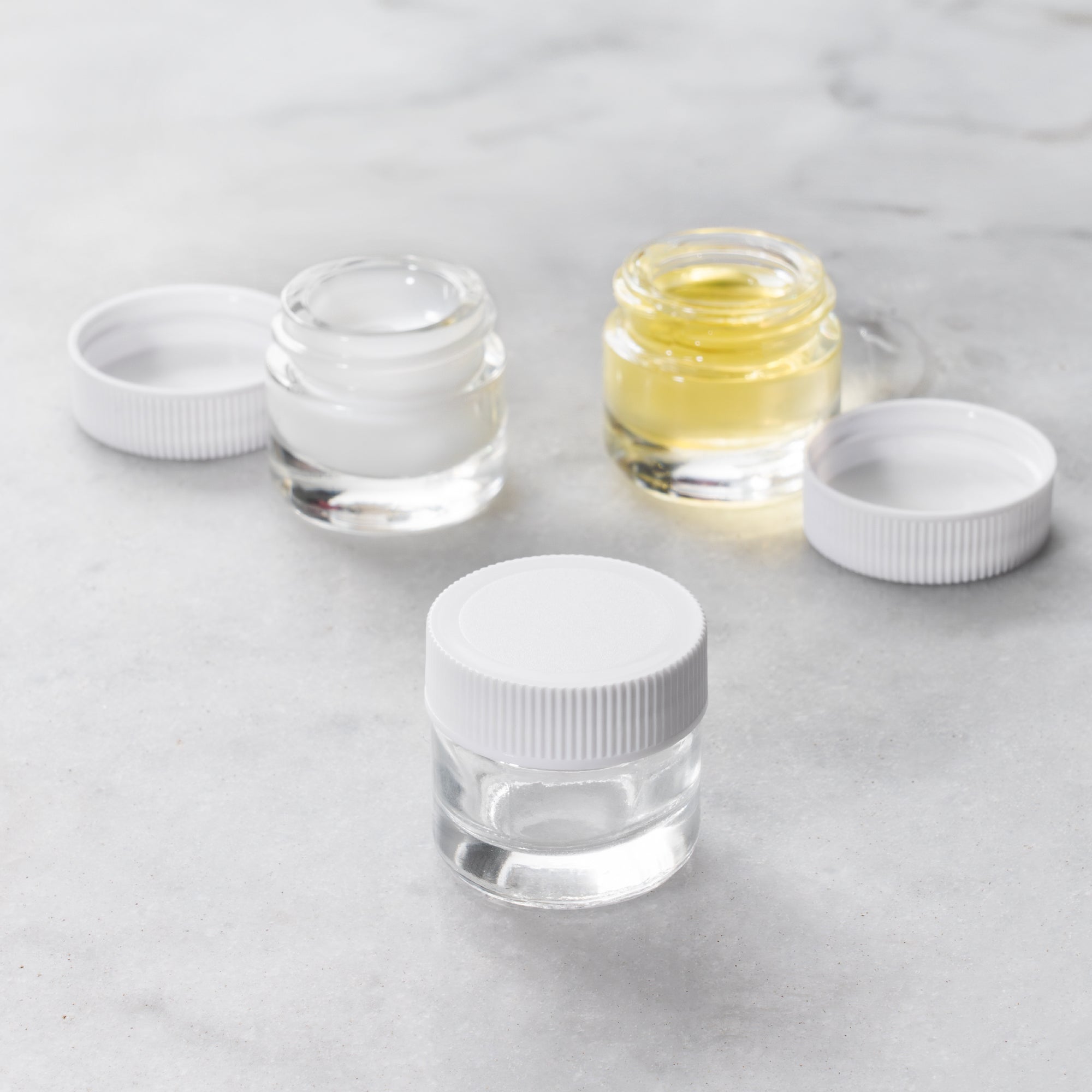 (200 Pack) 5ml Clear Glass Jars with White Lids