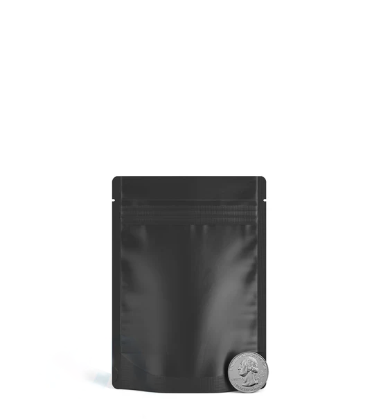 (1,000 Pack) 3.5g Matte Black Mylar Bags with Clear Front – Tear Notch, 3.62" x 5"