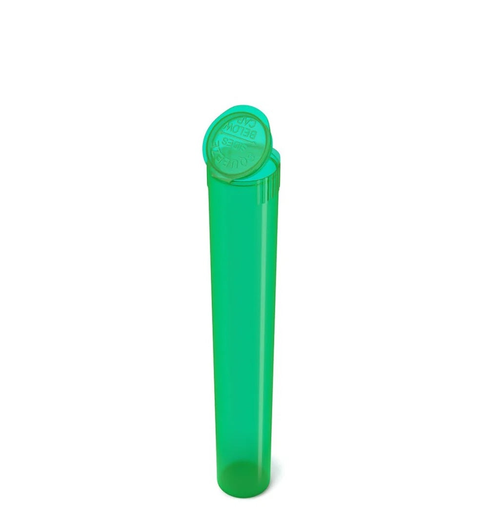 (1,000 Pack) 116mm Translucent Green King Size Child Resistant Pop Top Tube