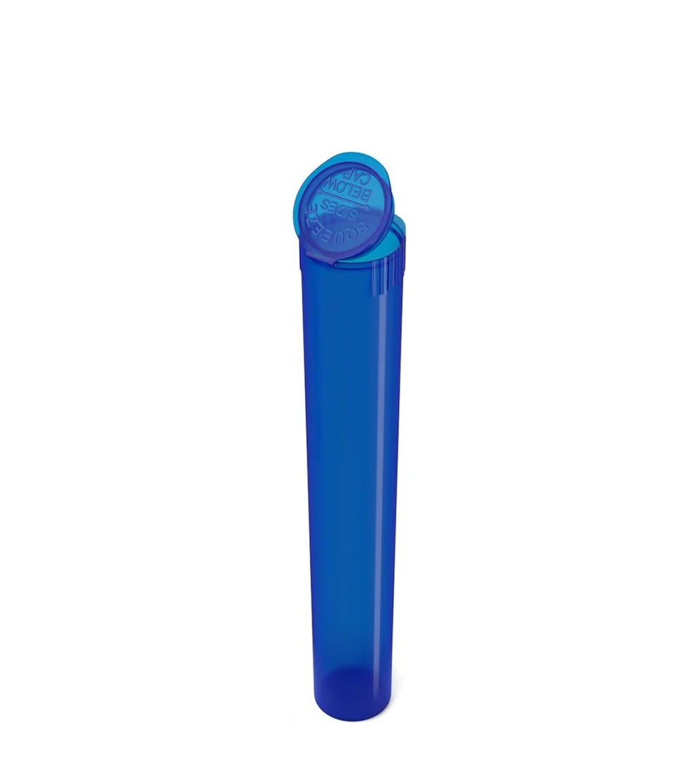 (1,000 Pack) 116mm Translucent Blue King Size Child Resistant Pop Top Tube