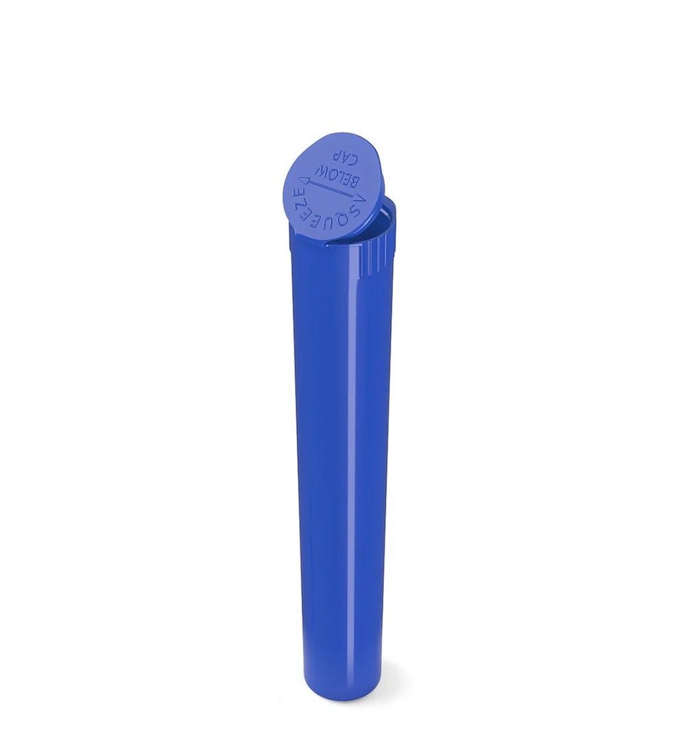 (1,000 Pack) 116mm Solid Blue King Size Child Resistant Pop Top Tube