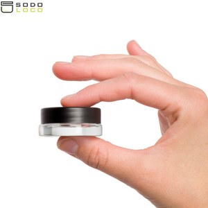 (90 Pack) 7ml Low Profile Clear Glass Concentrate Container with Black Lid