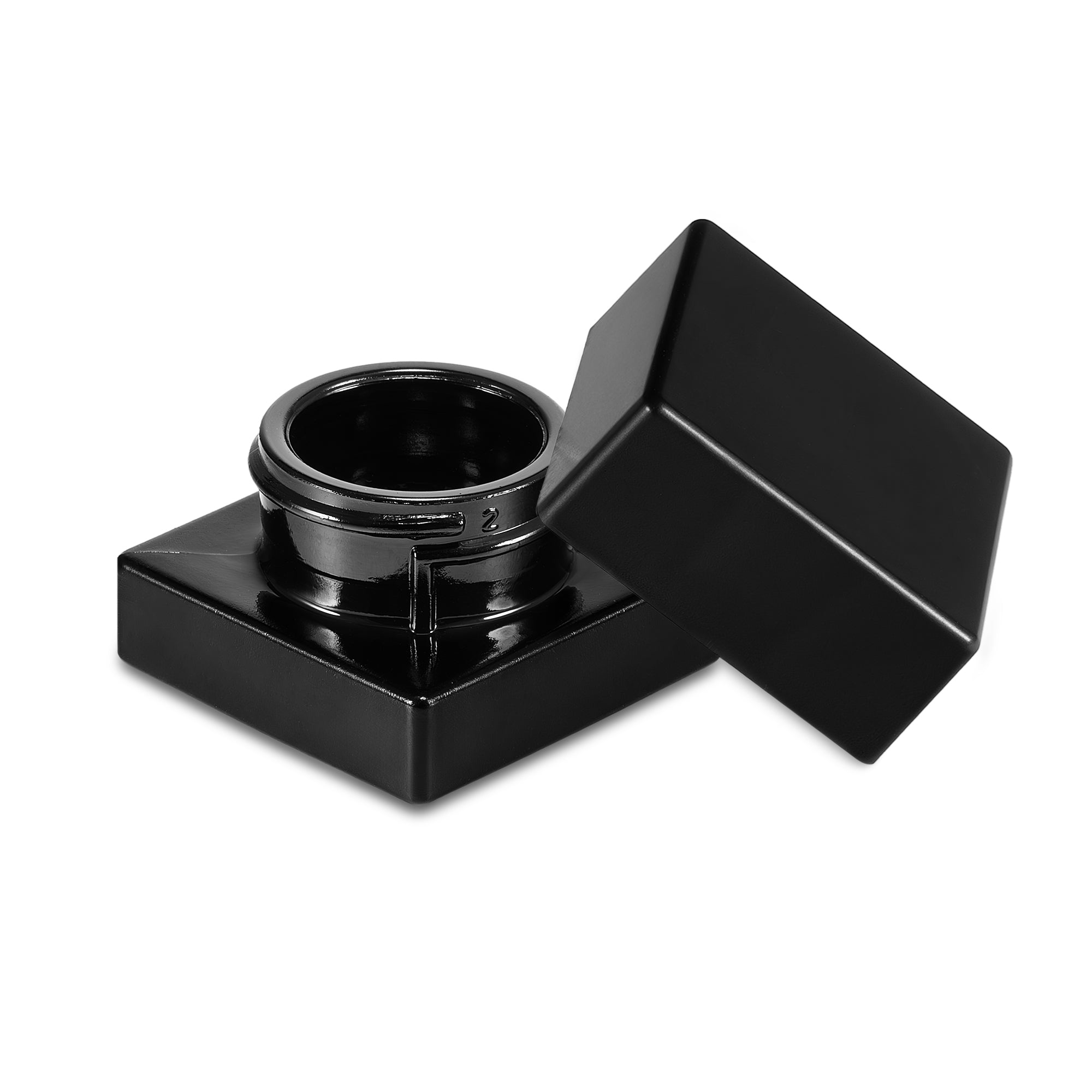 (150 Pack) 5ml Black Glass Square BlokJars with Child-Resistant PTFE Lids